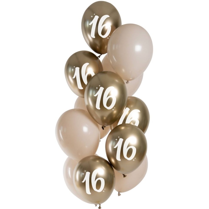 12 Golden 16th balloon mix 33cm