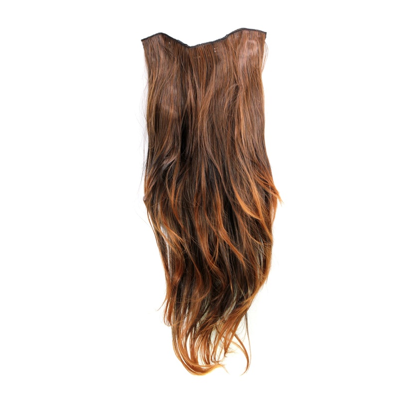 Hairpiece Halfwig 7 Clip Extension very long straight chestnut brown mix H9505