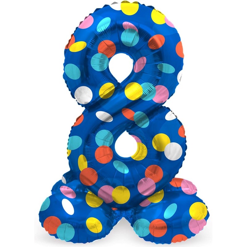 Standing number 8 balloon confetti rain 41cm