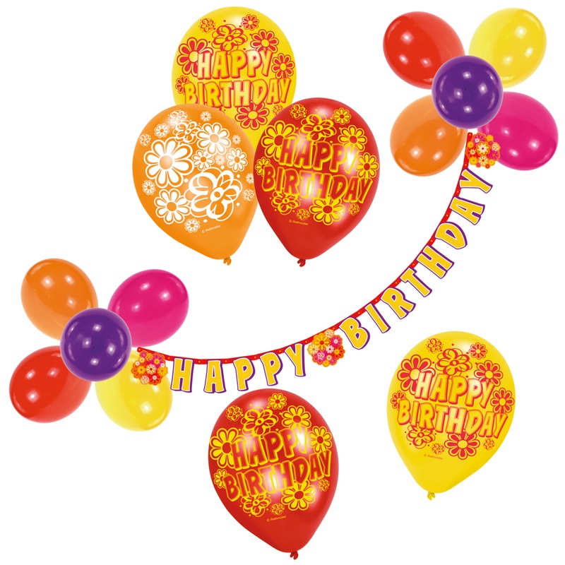 Flower balloon decoration set Happy Birthday