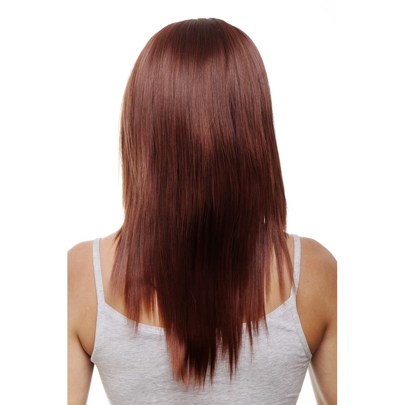 Hairpiece half wig clip-in extension 5 clips long straight mahogany & red HD1401