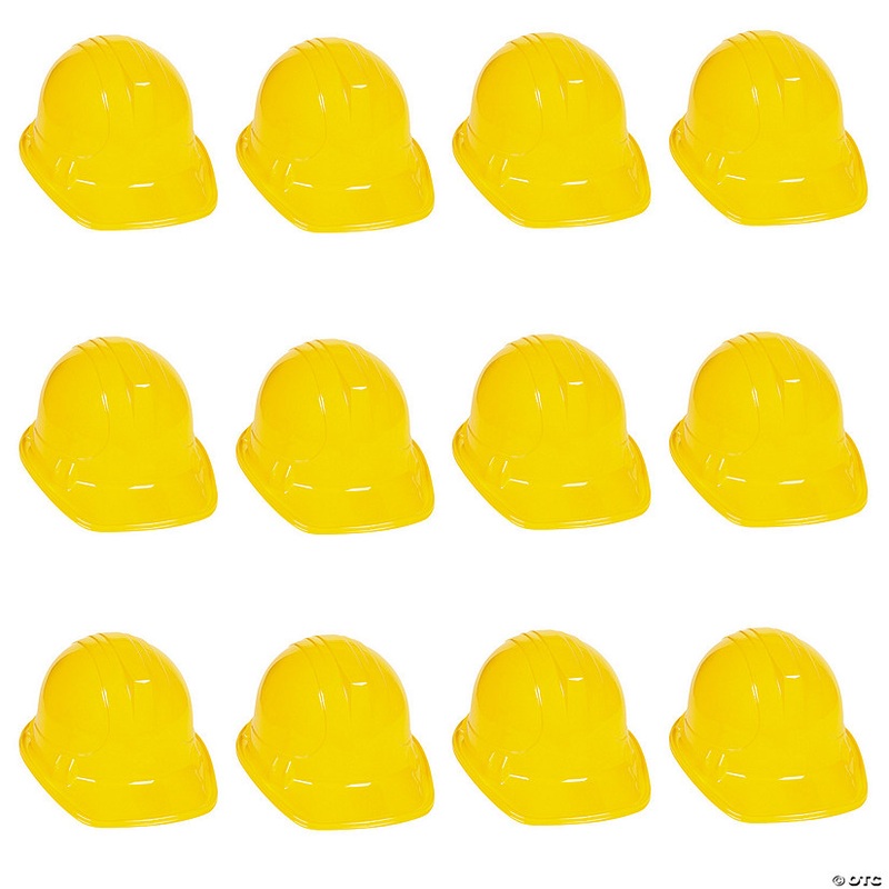 22 Kids Classic Yellow Plastic Construction Worker Hats – 12 Pc.