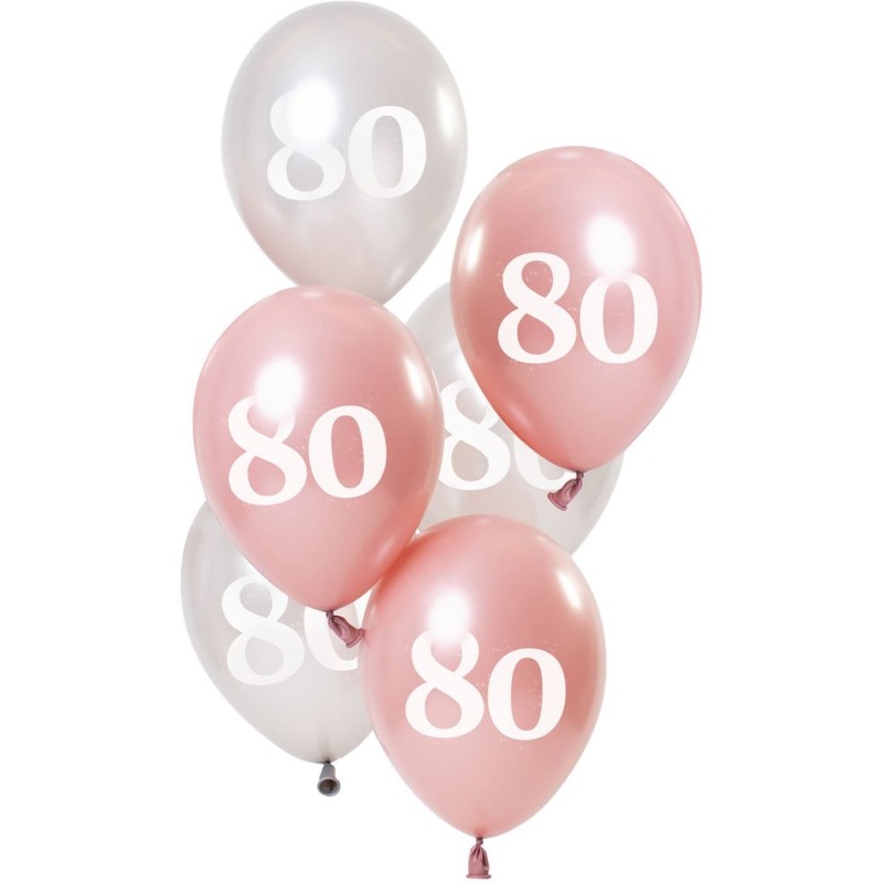 6 latex balloons number 80 – glossy pink 23cm