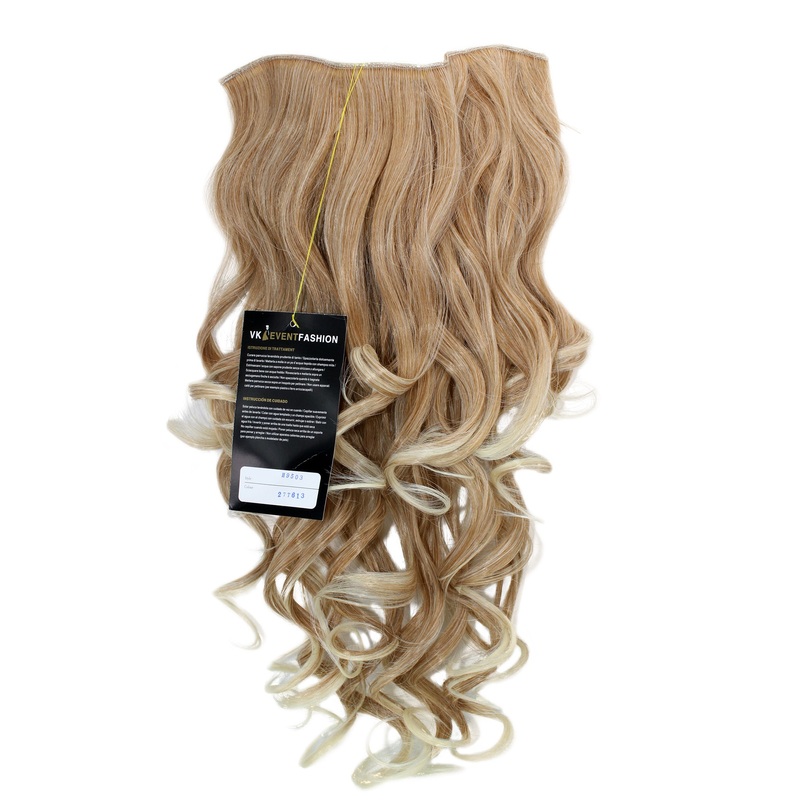 Hairpiece Halfwig 7 Clip In Extension long curls curled blond platinum mix H9503