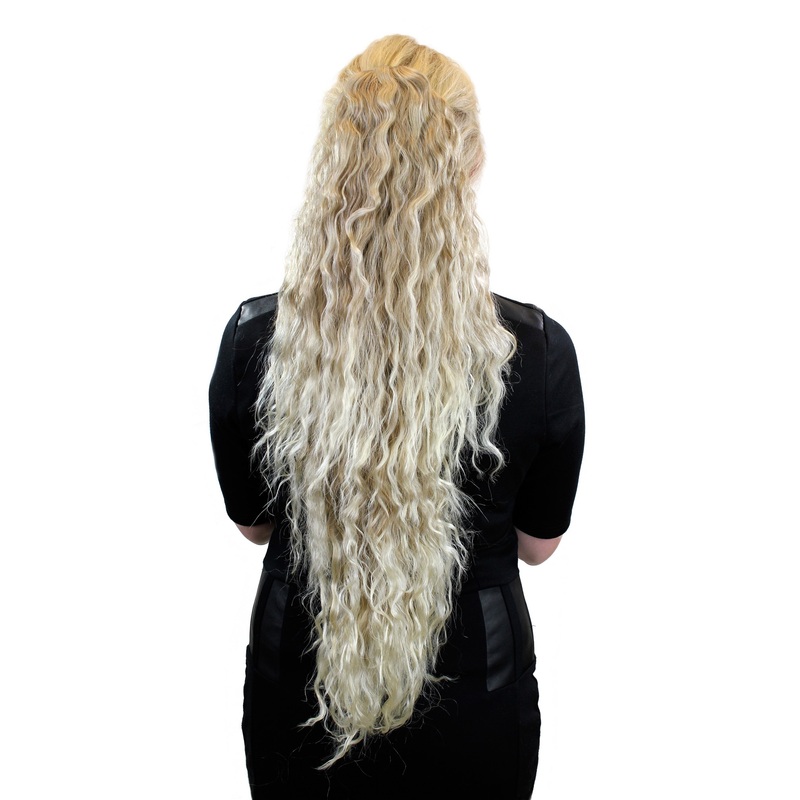 Hairpiece Ponytail extension extremely long volume kinked curls blond mix N838-15BT613