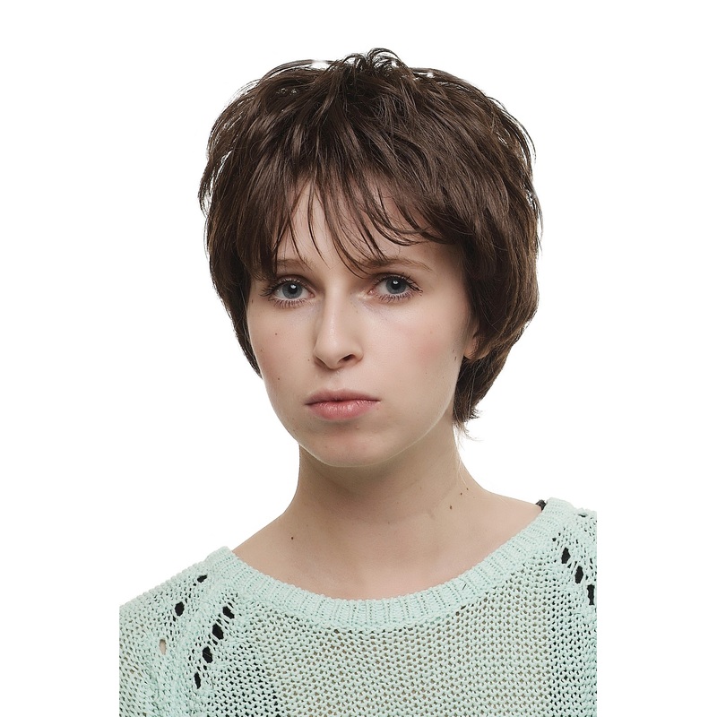 Lady Wig Bob Page short brown brunette straggly fringe bangs backcombed 1251