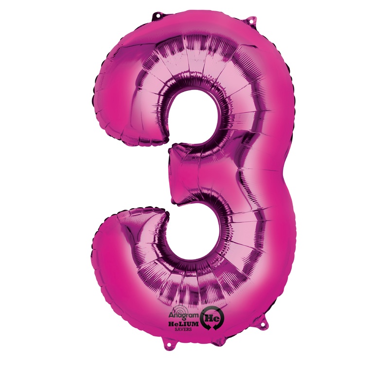 Number balloon 3 pink 88cm