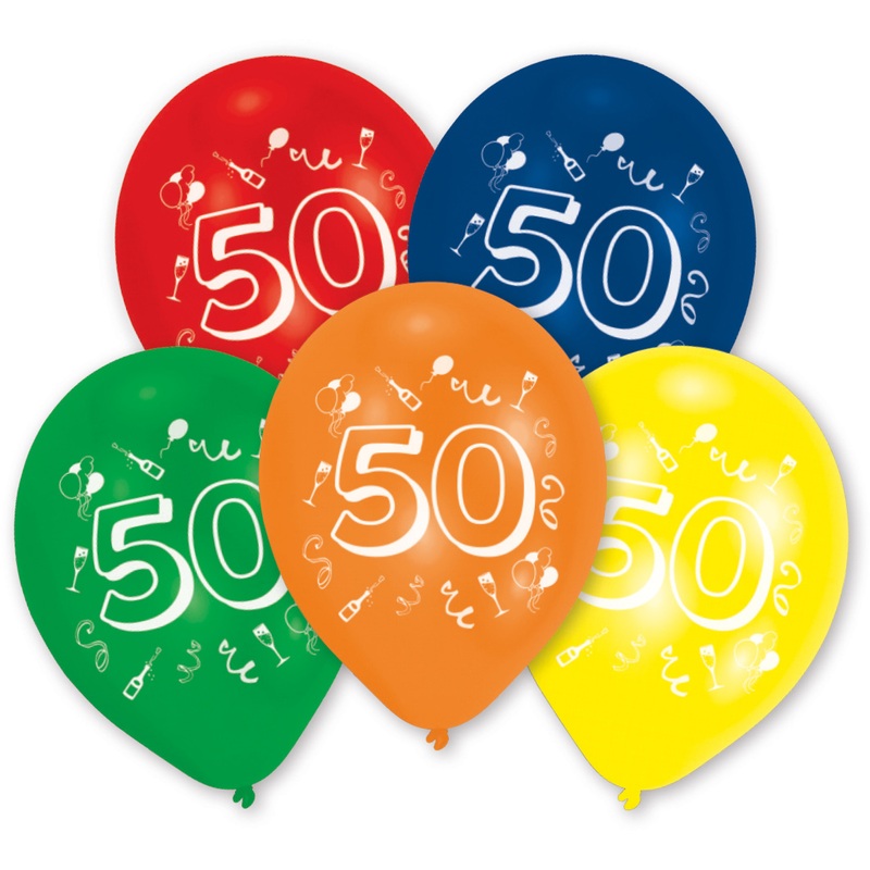 Set of 10 colorful number 50 balloons
