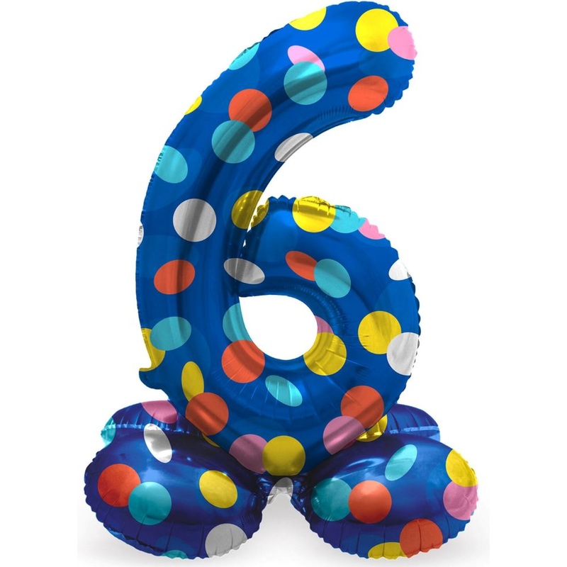 Standing number 6 balloon confetti rain 72cm