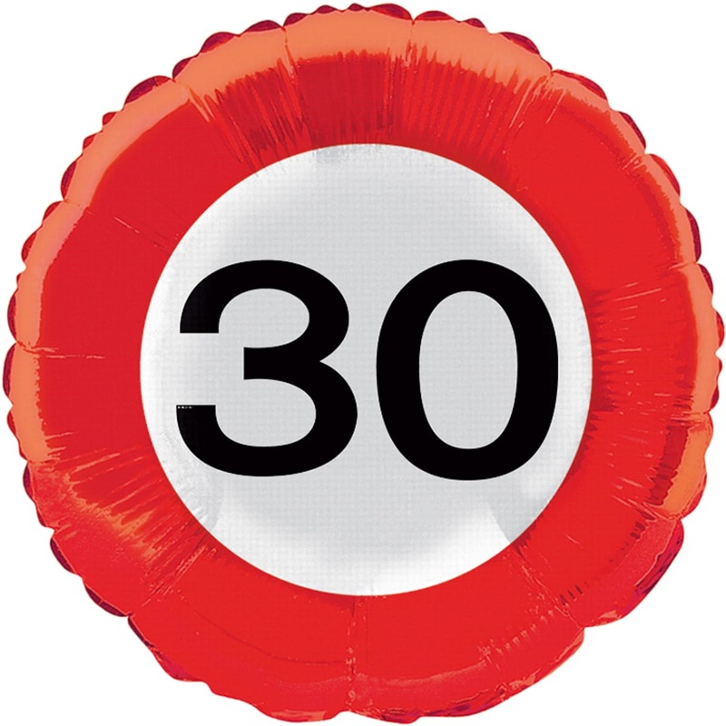 Traffic sign 30 foil balloon 45cm