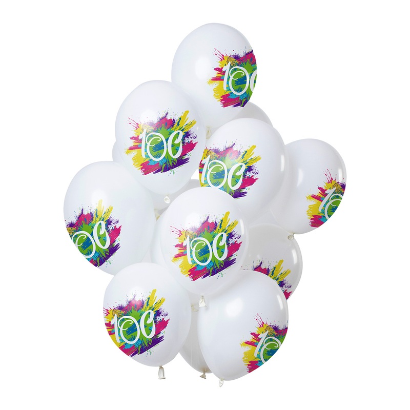 100th birthday 12 latex balloons Color Splash