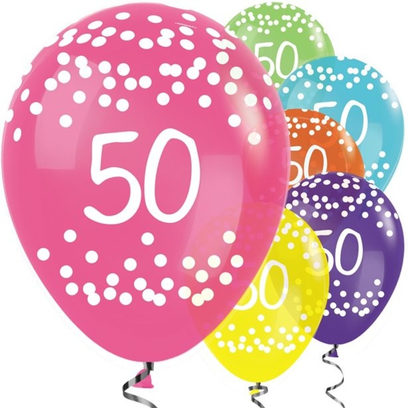25 colorful 50th birthday balloons 30cm