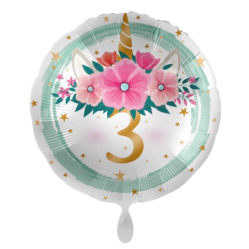 3rd birthday balloon boho unicorn 45cm
