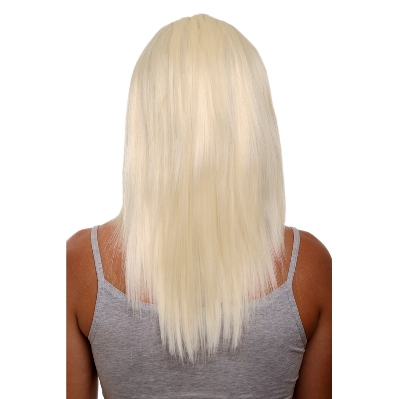 Hairpiece half wig clip-in extension 5 clips long straight platinum blond HD1401