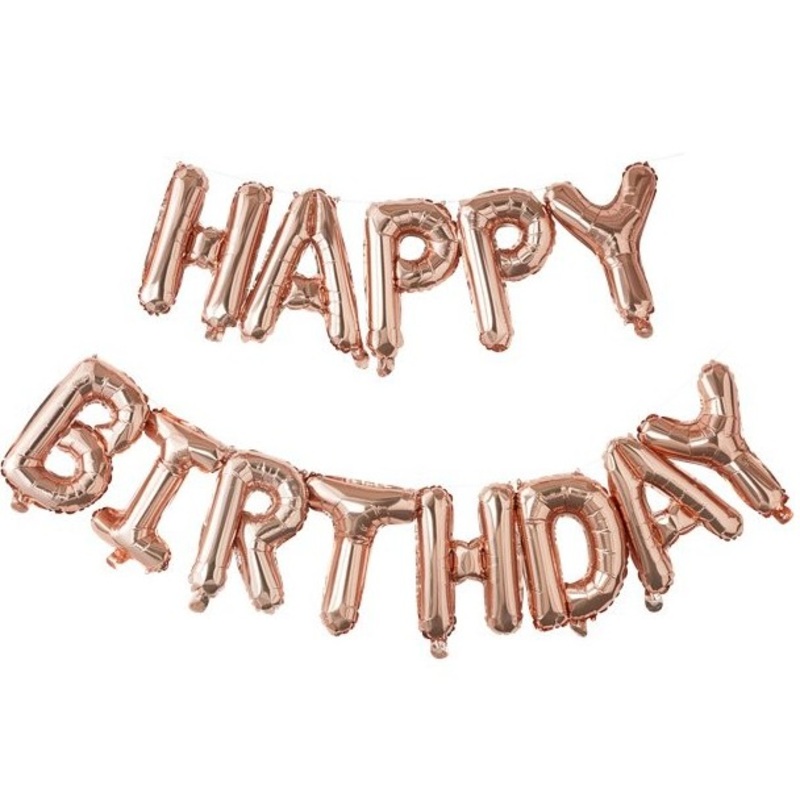 Happy Birthday foil balloon rose gold 5m x 41cm