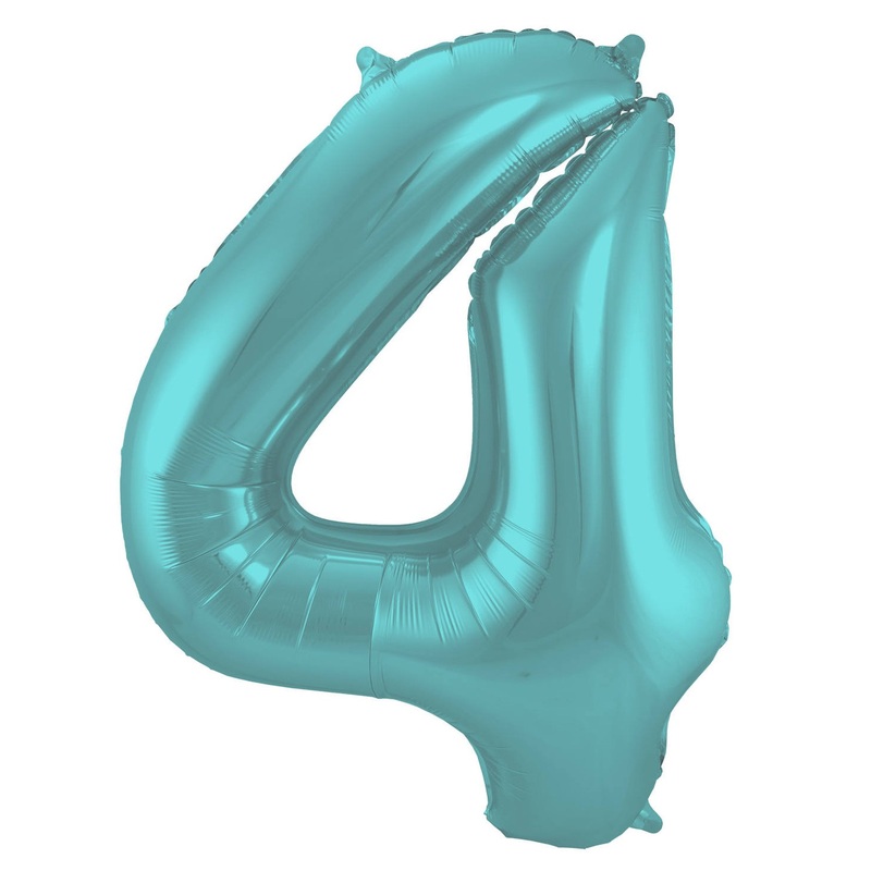 Aqua number 4 foil balloon 86cm