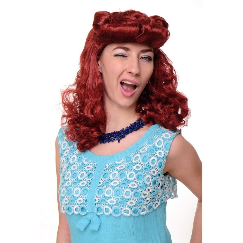 Lady Party Wig long red 50ies Rock’n’Roll Rockabilly quiff Scarlett WIG018-P135