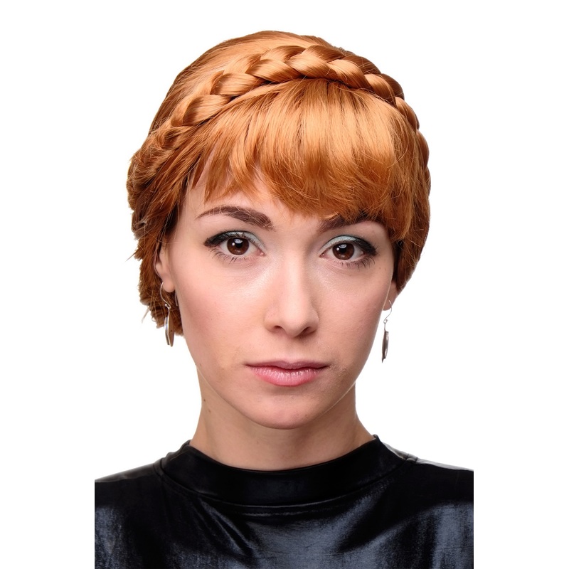 Lady Women Wig traditional fairy tale princess braided red blond bangs GFW2031B