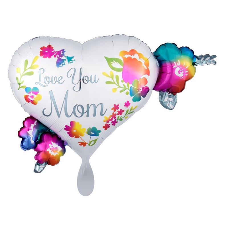 Love you Mom heart foil balloon 68cm