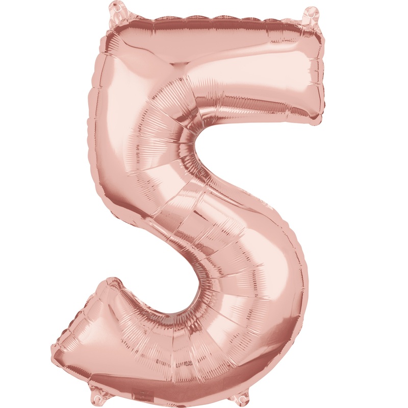 Number 5 rose gold foil balloon 66cm