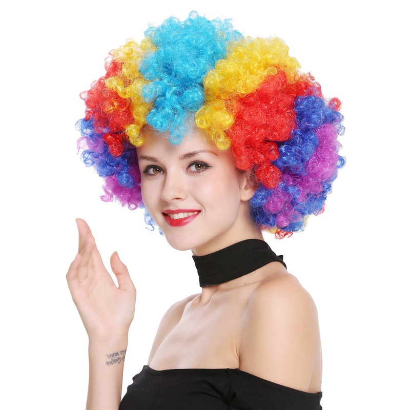 Parety Wig man Women Rainbow Colours colourful 70s Hippie Disco Clown PW0011