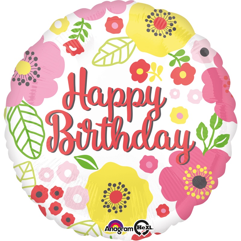Foil balloon Happy Birthday flower love