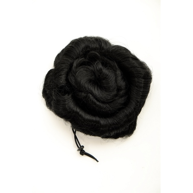 Hairbun Hairpiece bun rose spiral coiling pretty black 90047L