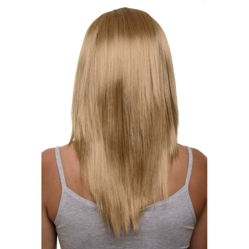 Hairpiece half wig clip-in extension 5 clips long straight blonde HD1401