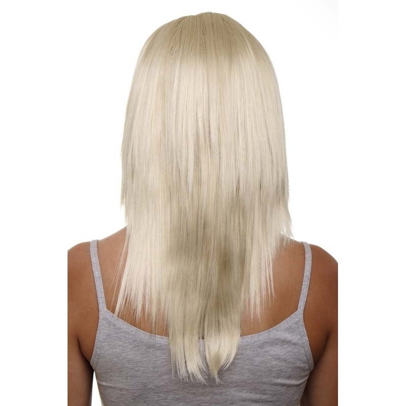 Hairpiece half wig clip-in extension 5 clips long straight bright blonde HD1401