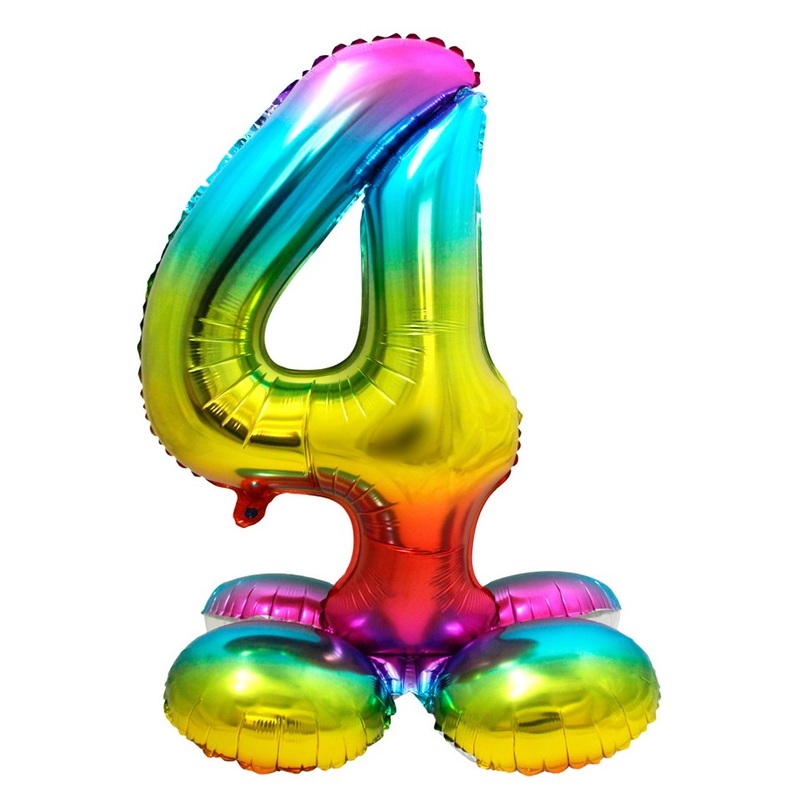 Number 4 rainbow airwalker balloon 72cm