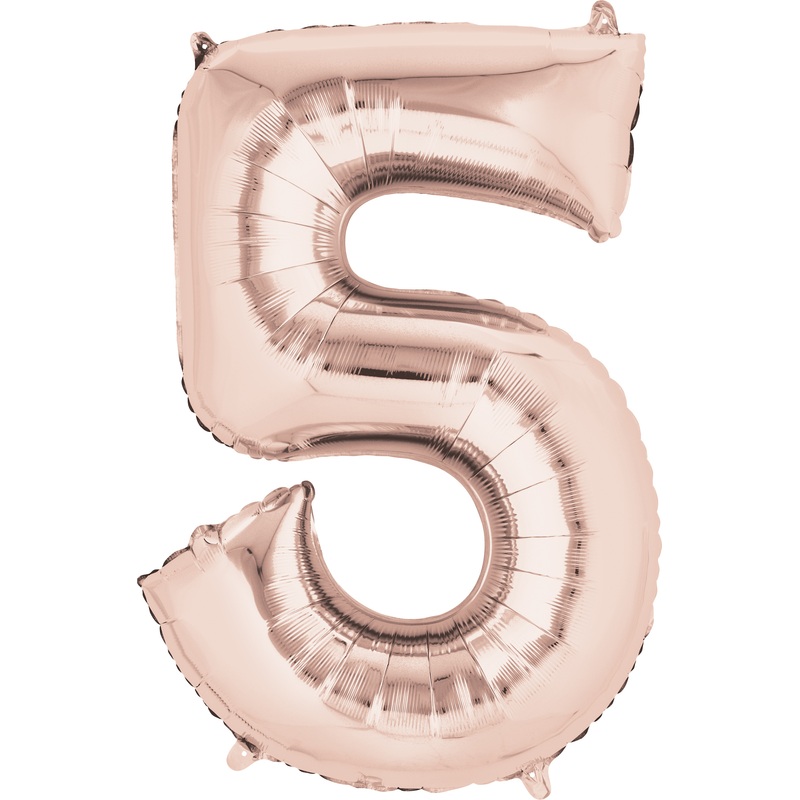 Number balloon 5 rose gold 86cm