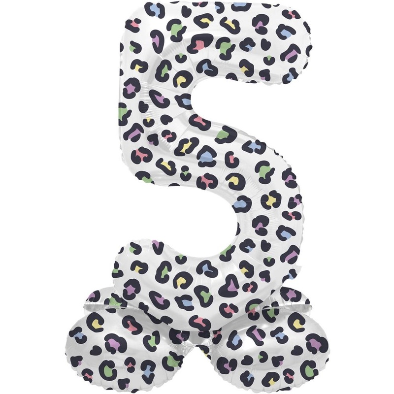 Standing Number 5 Balloon Leopard 41cm