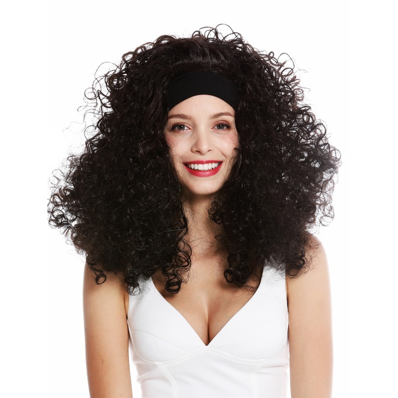 Women’s party wig carnival headband long curly voluminous Latina brown LM-153