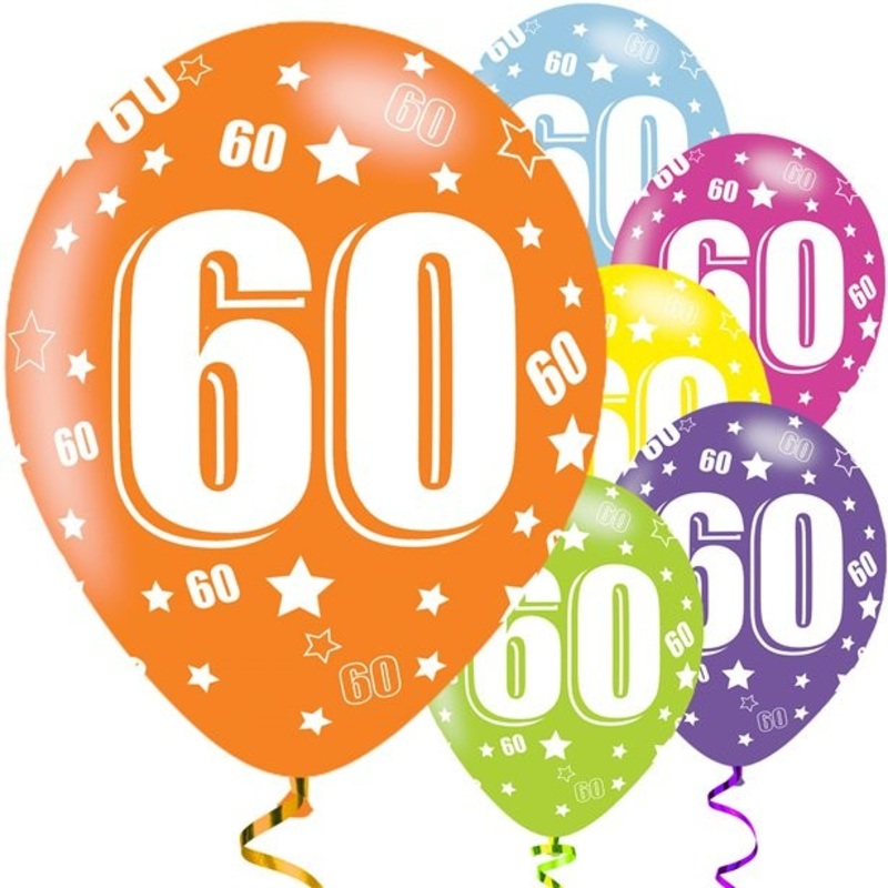 6 Holo 60th Birthday balloons 28cm