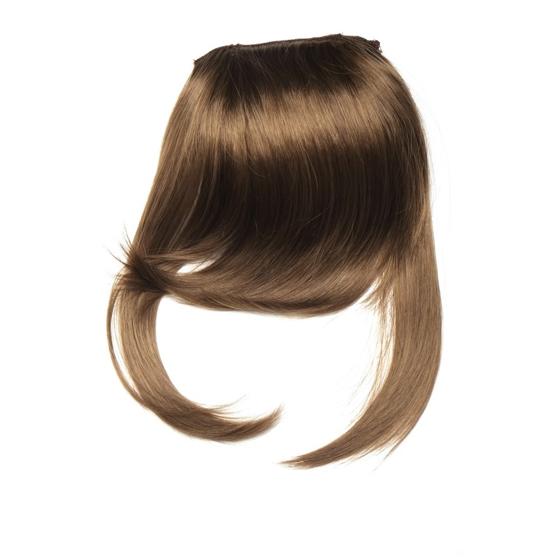 Clip-In Bangs with Long Side Strands synthetic Medium Brown L3061-10
