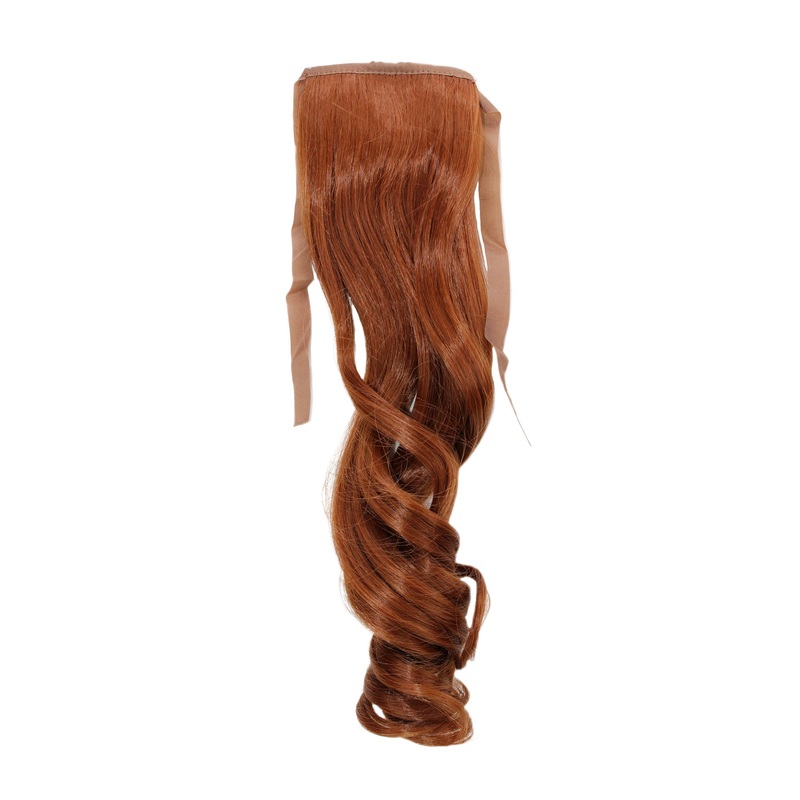 Hairpiece slim Ponytail Pigtail Copper Brown wavy ribbon + clip fastening YZF-TC18-30