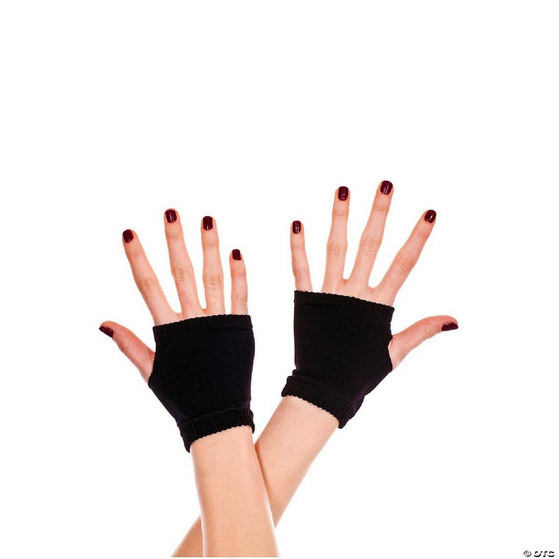 Music Legs 479- BLACK Simple Plain Fingerless Gloves – Black – One Size