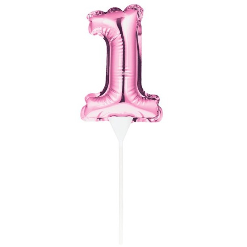 Pink number 1 balloon cake decoration 13cm