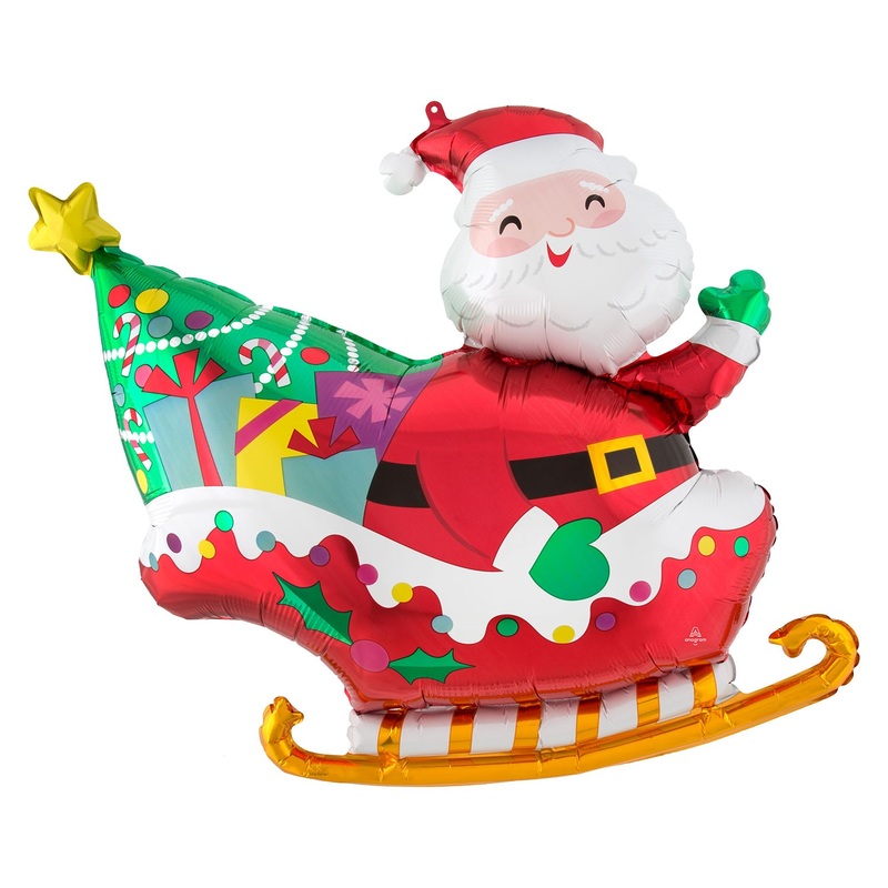XL Christmas sledge foil balloon 76 x 71cm
