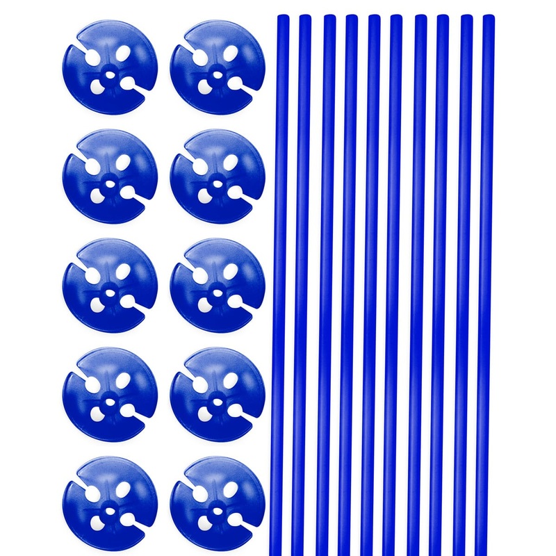 10 balloon sticks with holder blue