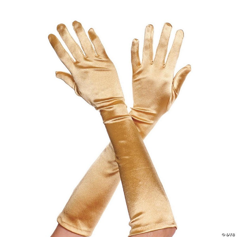 Music Legs 452-GOLD Extra Long Satin Gloves, Gold