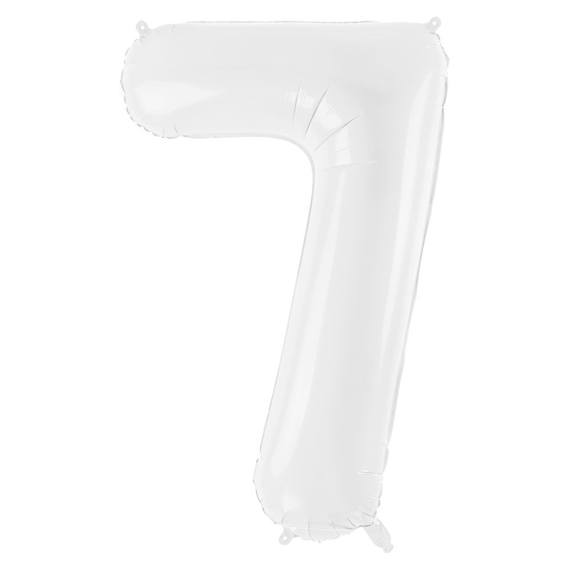Number 7 White Number Foil Balloon 86cm