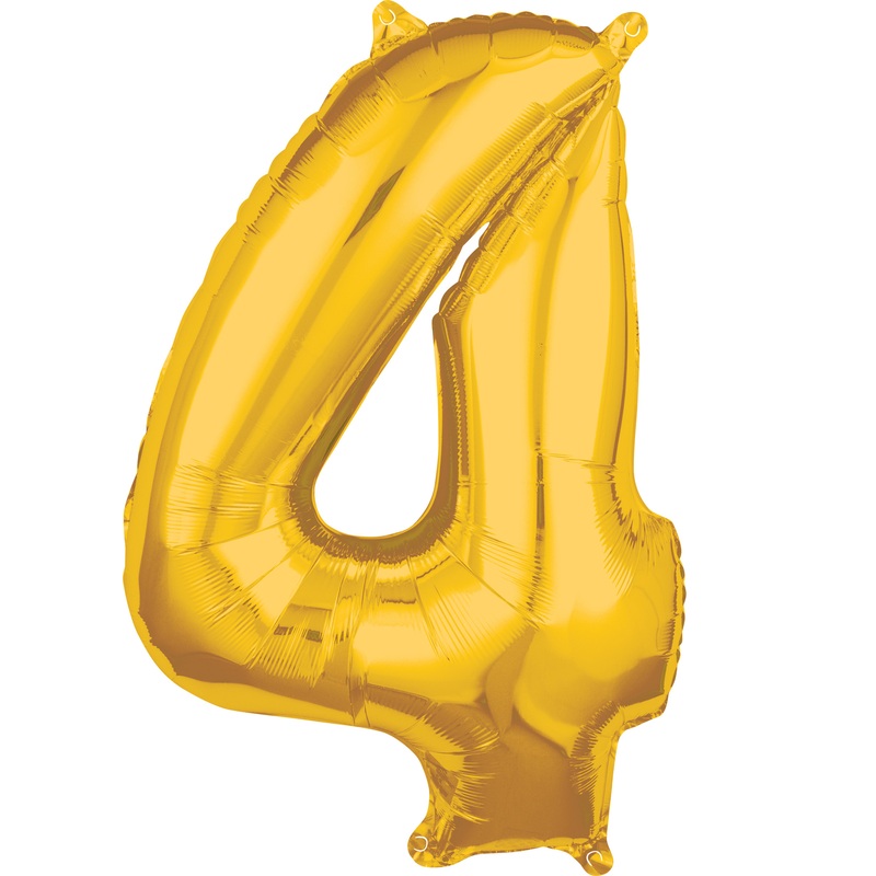 Numbers foil balloon 4 gold 66cm