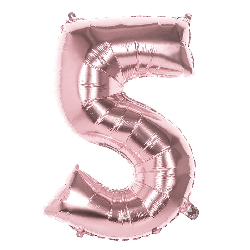 Rose gold number 5 foil balloon 86cm