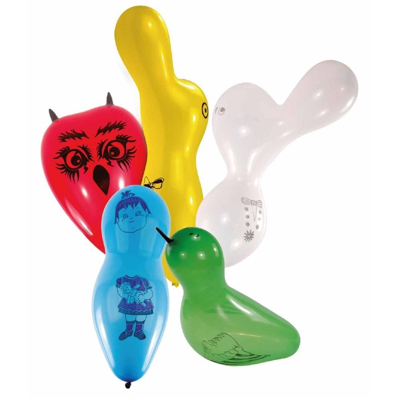 10 colorful figure balloons printed