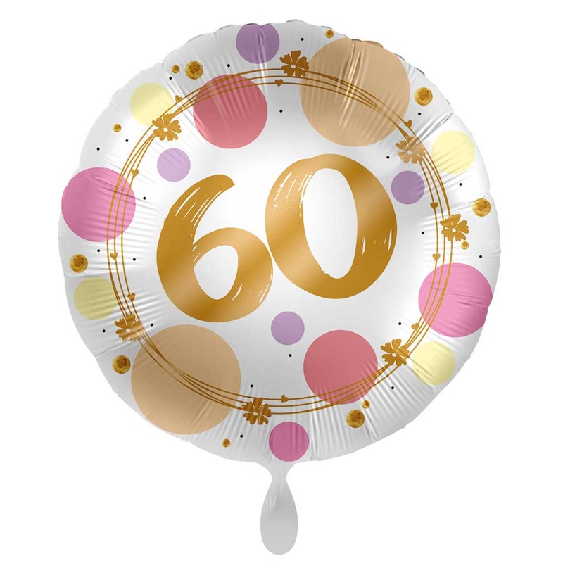 60th birthday balloon Happy Dots 45cm