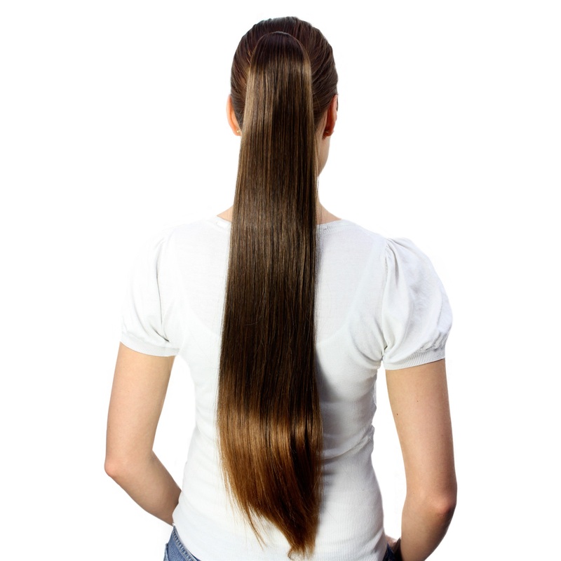 Hairpiece Ponytail Extension extremely long straight sleek chestnut brown mix T113-2T30
