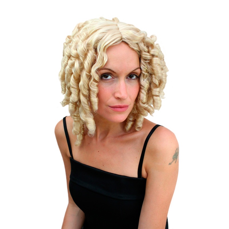 Party lady wig blonde colonial Victorian ringlets curls baroque pirate PW0048