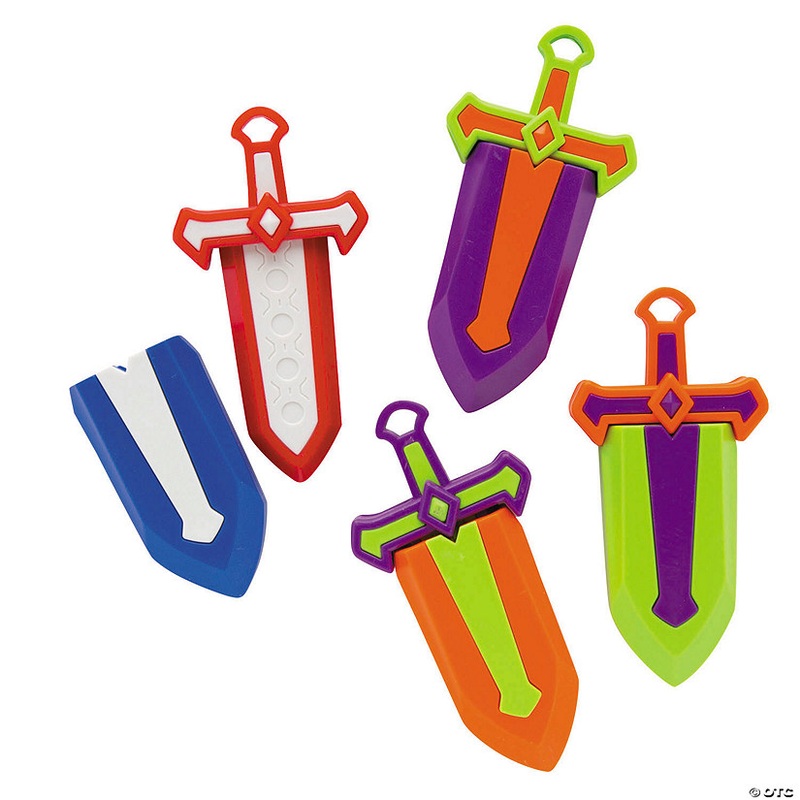 2 x 4 Bright Color Mini Plastic Daggers with Sheath Toys – 12 Pc.
