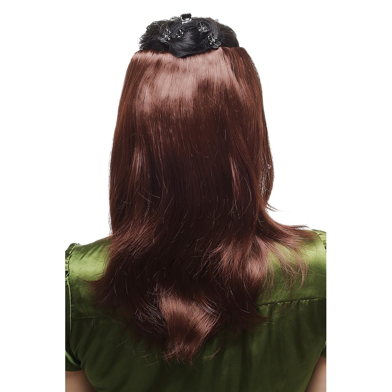 Hairpiece Halfwig 5 Clips Extension wide shoulder length straight dark auburn N535-A-33